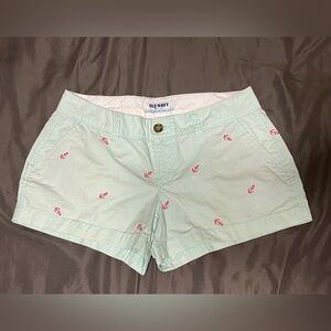 🌹 Nautical shorts mint green with pink embroidered anchors size 2 Old Navy
